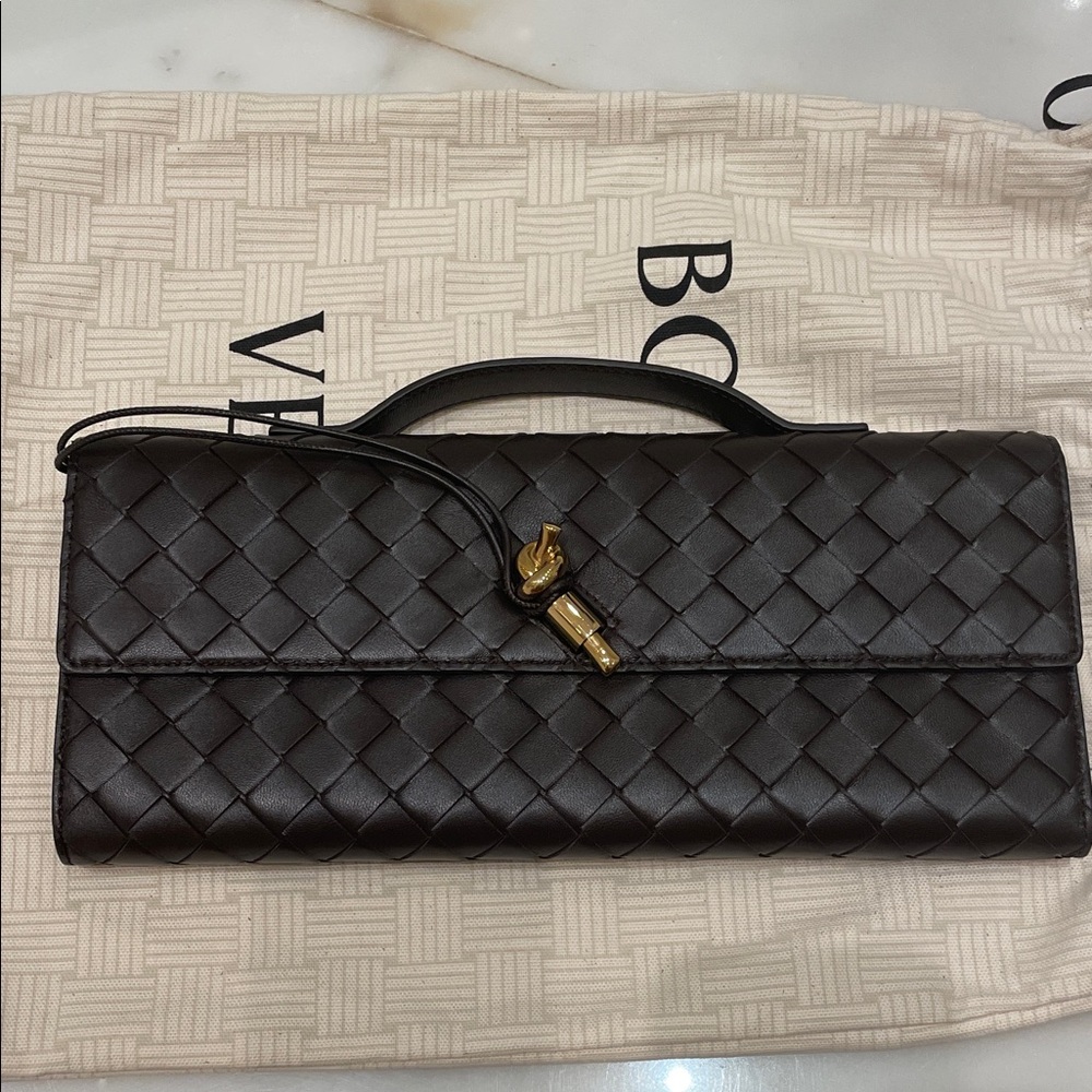 Bottega Veneta Brown Leather Clutch